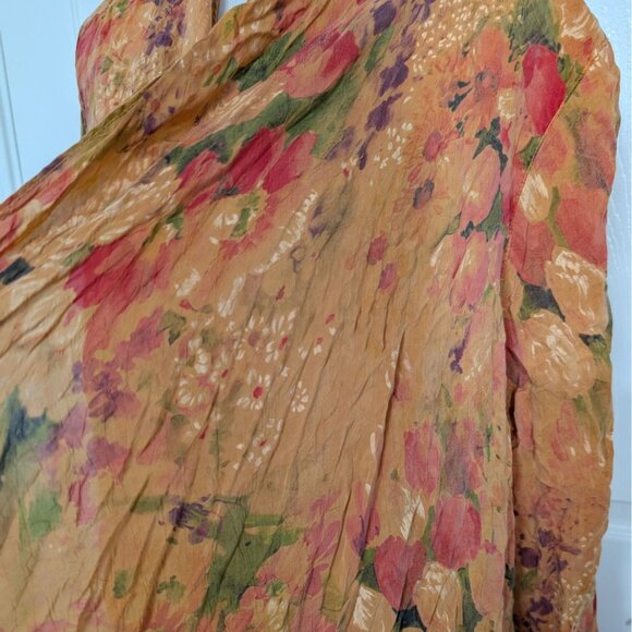 Tianello Martha Duster Womens Size Small Orange Floral Long Sleeve Cardigan - Picture 2 of 9